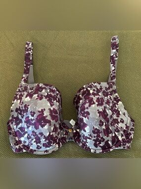 Le Mystere Plum and Gray Floral T-Shirt Bra 32F